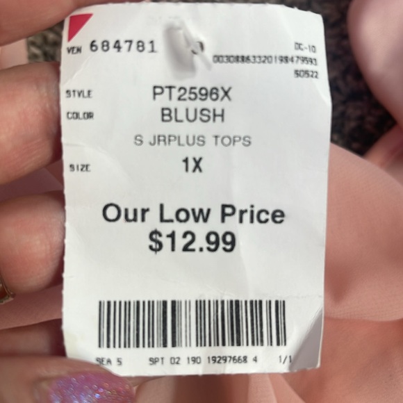 Womens juniors tank blouse cute open back lace pink top size 1X junior womens - Picture 8 of 10